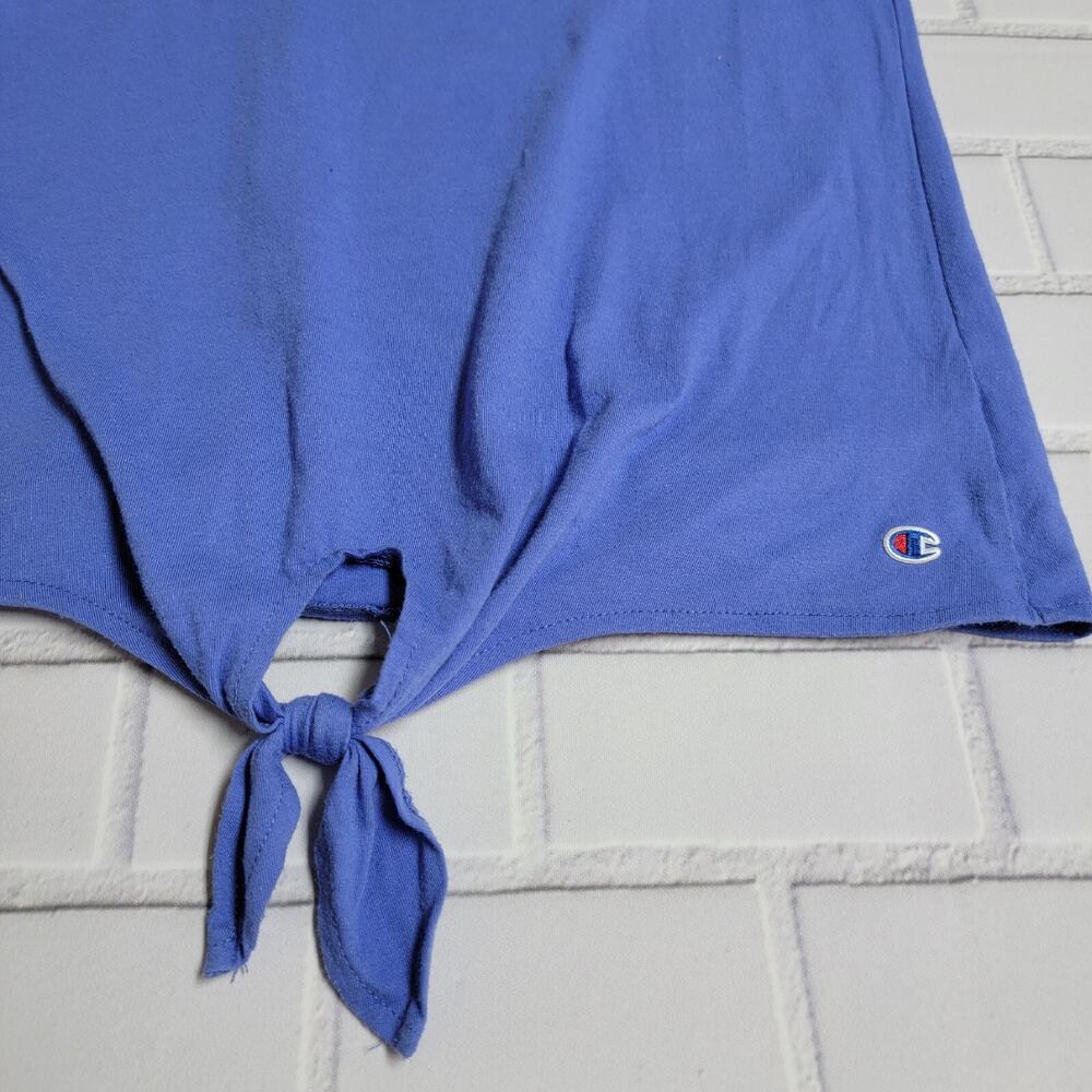 Champion Girl's Sleeveless Classic Script Tie-Front Tank Top Blue Size Large - Picture 3 of 6